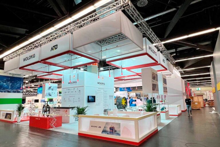 A huge exhibition stand for the company