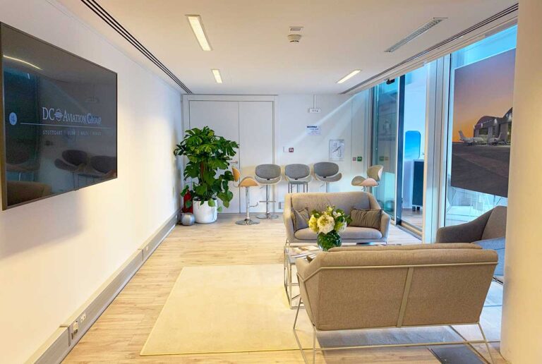 Interior of the Monaco Yacht Show booth